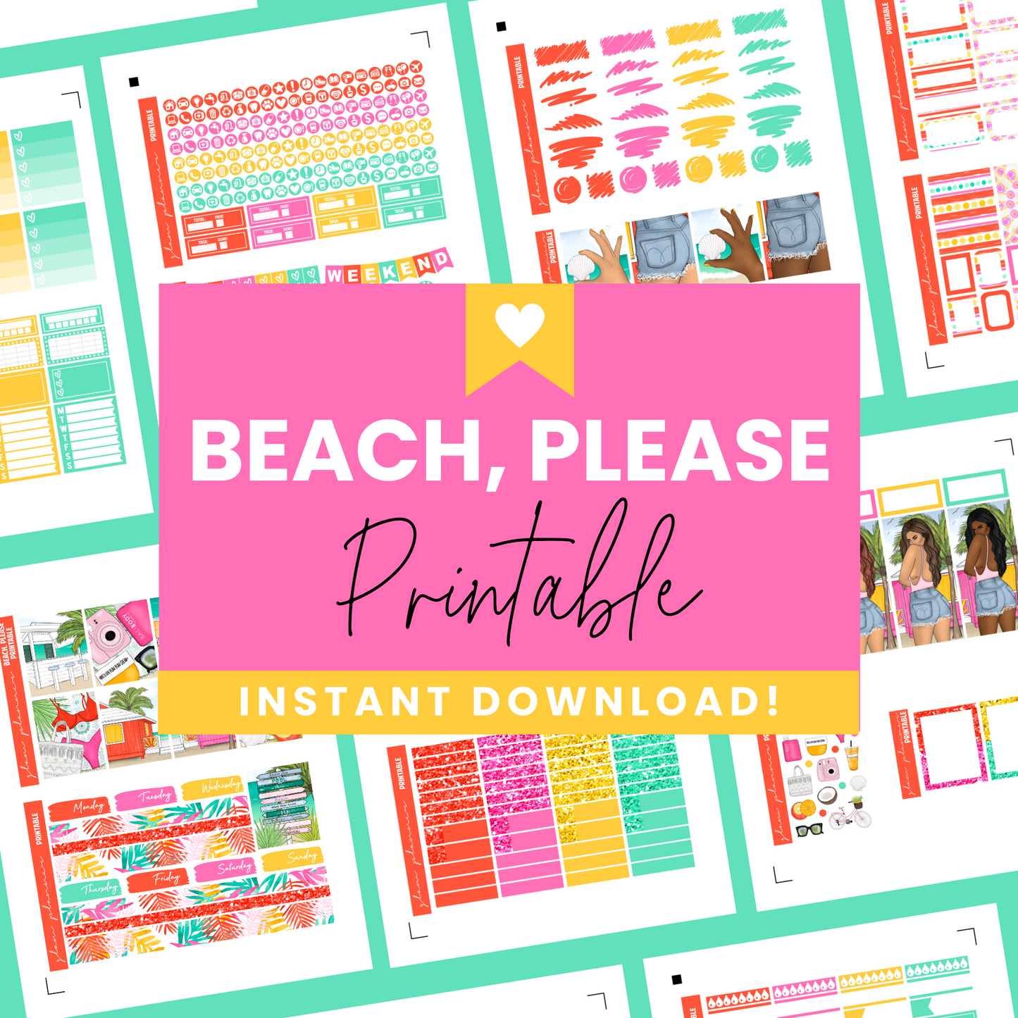 Beach, Please Premium Printable Sticker Kit