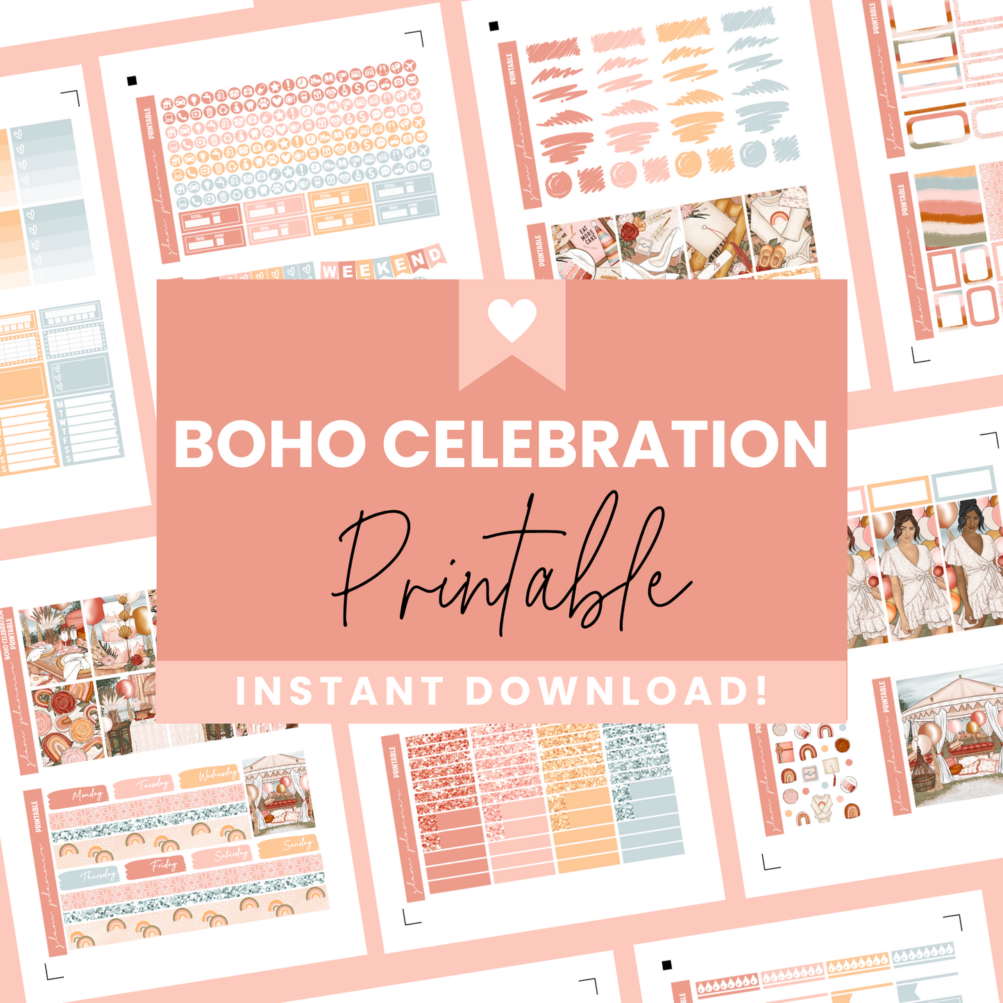 Boho Celebration Premium Printable Sticker Kit